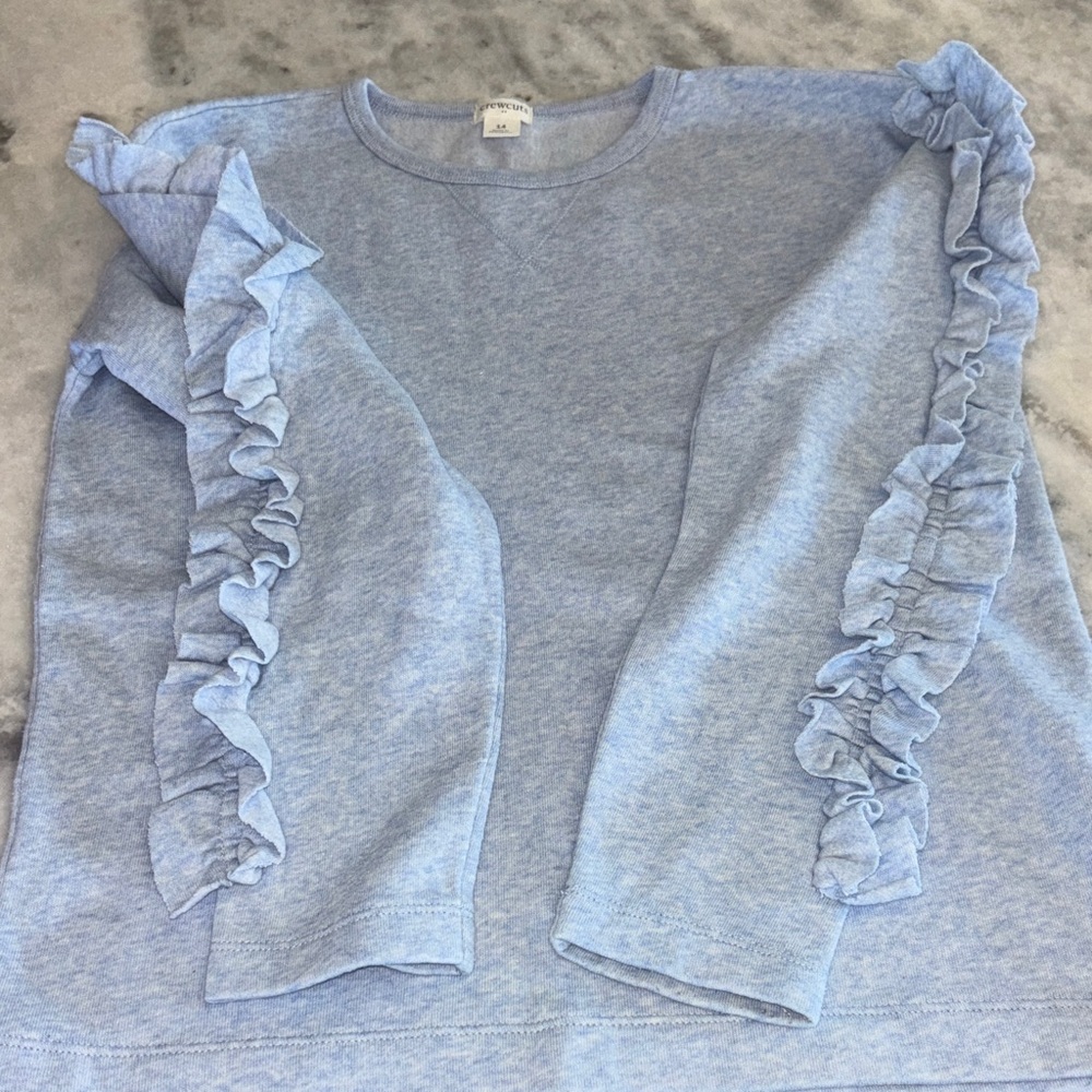 Crewcuts from J. Crew Factory Blue Ruffle Sleeve Sweatshirt